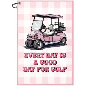 Every Day is A Good Day for Golf Pink Golf Towel, Funny Golf Bag Towels for Women with Clip, Golf Accessories for Women, Ladies Golf, Golf Gifts for Women Golf Lover, Woman Golf Towel