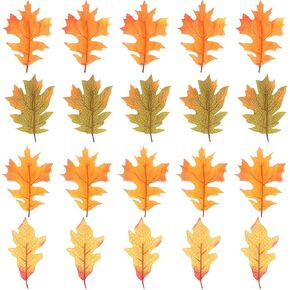 FZBNSRKO 100PCS Artificial Fall Maple Leaves,Fall Oak Leaves for Crafts,Fall Faux Leaves,Fake Autumn Maple Leaves for Thanksgiving Halloween Wedding Party Indoor Outdoor Wreath(4 Sizes)