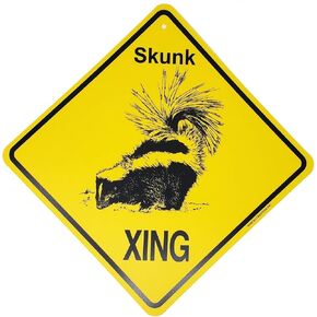 New Metal Tin Sign Skunk Xing Caution Crossing Sign Wildlife Gift for Indoor Outdoor Wall Decor 8x8 Square Sign