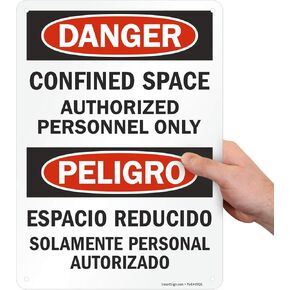 SmartSign "Danger - Confined Space, Authorized Personnel Only" Bilingual Sign | 10" x 14" Plastic