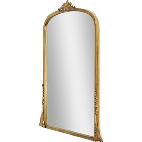 Head West Antique Gold Ornate Metal Framed Arched Vintage Mirror for Vanity, Accent Decorative Mirrors for Wall Decor, Wall Mirrors for Bedroom Dresser, Bathroom, Living Room Mantle, Entryway 29"x33"