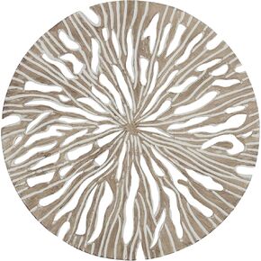 Deco 79 Wood Starburst Handmade Home Wall Decor Intricately Carved Wall Sculpture with White Accents, Wall Art 36" x 1" x 36", Beige