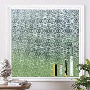 ConCus-T Window Privacy Film Stained Glass Window Film Glass Textured Pattern Privacy Window Film 3D Decorative Glass Sticker for Glass Windows, Anti-UV Sun Blocker Static Clings,17.52"X78.74"