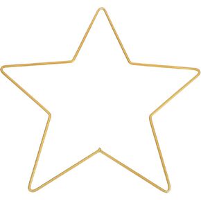 SEWACC Star Wire Wreath Form Metal Stars Frame Hangable Wall Decoration Golden Glazing Pentagram Shaped Wall Art Ornament Window Decor for Home Party