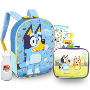 Bluey Backpack with Lunch Box for Kids - Bundle with 15" Bluey Backpack, Bluey Lunch Bag, Water Bottle, Stickers, More | Bluey School Bag Set for Boys, Girls