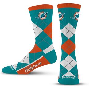 For Bare Feet - NFL Team Logo and Colors Men's Ribbed Argyle Socks Size Large 10-13