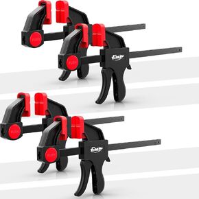 6" Bar Clamps for Woodworking, Medium 170 lbs One-Handed Spreader/Clamp, Light-Duty Quick-Clamp F Wood Clamps Set for Hand Wood Working Crafts Grip Gluing - 4 Pack