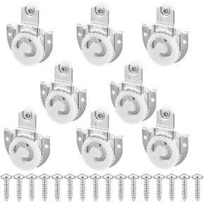 8 Piece Sliding Wardrobe Door Hardware Set Includes 8 Knob Adjustable Door Hooks and 16 Screws to Allow Wardrobe Cabinet Doors to Slide Smoothly and Quietly
