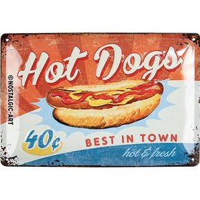 Nostalgic-Art Retro Tin Sign, 7.9" x 11.8", USA Diner Hot Dogs – Gift idea for USA & Diner fans, Metal Plaque, Vintage design for wall decoration