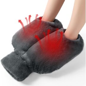 Foot Warmer,2L Heated Feet Warmer with Removeable & Washable Plush Cover Warm in Winter,Heated Feet Warmers for Feet Pain Relief,Natural Rubber for Women and Men,Size 35 to 45 (Dark Grey with Heel)