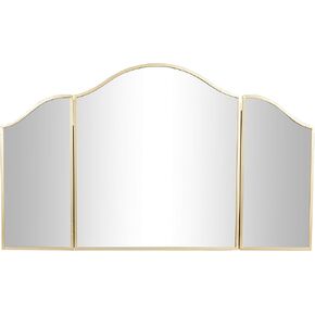 Deco 79 Metal Room Wall Mirror Arched Entryway Mirror with Folding Sides, Wall Mounted Mirror 53" x 1" x 31", Gold