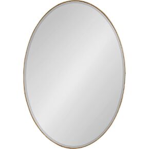 Kate and Laurel Elmora Glam Oval Ornate Bathroom Wall Mirror with Beveled Edge for Use Vertically or Horizontally, 23x32, Gold