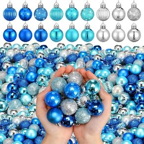 Shappy 216 Pcs Mini Christmas Ball Ornament 1.18" Christmas Tree Decorations 6 Styles Small Christmas Shatterproof Ball with Hanging Loop for Holiday Party Wreath Xmas Tree Decor (Red,Gold)