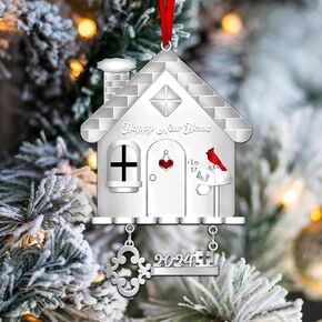2024 Dated Our New Home Ornament-with Key Keepsake -Women Housewarming Presents for Women, Couple, Owners, Christmas Tree New Home Gifts Ideas Ornaments(First Christmas in Our New Home Ornament)