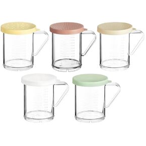 OCS Parts Set of Five 10 OZ Shakers with Colored 1 MM - 7 MM Lids | 3.75" Plastic Shakers with Ounce and Millimeter Measurements for Fine and Medium Ground Spices, Salt, Pepper, Dredges, and Rubs
