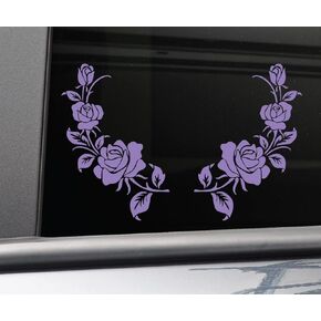 Purple Rose Roses Pair (Left and Right) Vinyl Decal Car Truck Bumper Window Stickers