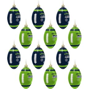 FOCO Seattle Seahawks NFL 12 Pack Football Ornament Set