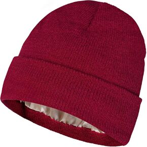 Women Satin Lined Beanie Winter Hat Knit Skull Cap Silk Lined Beanies for Men Women Cold Weather