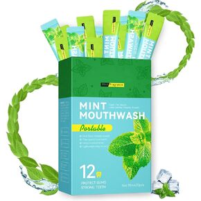 Mouthwash Travel Size Portable - Fresh Cool Mint Alcohol Free, Mouth Wash for Adults，20 Individual Disposable Mouthwash Strip Packs