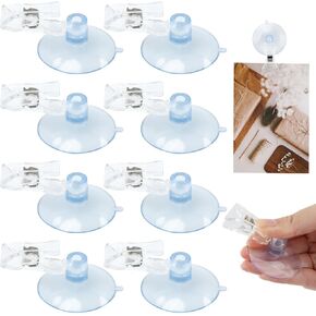 Saycker 8 Pcs Suction Cup Clips, Clear Wall Suction Cup Clip for Windows, Plastic Window Glass Suction Cup Holder with Clip, Clamps Holder Business Cards Clamp for Bathroom Kitchen Window