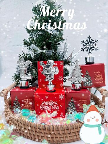 4 PCS Wine Bottle Stoppers for Christmas Day, Party Gifts and Daily Use, Santa Claus Christmas Tree Christmas Socks Snowflake Pattern Beverage Bottle Stopper in Saudi Arabia