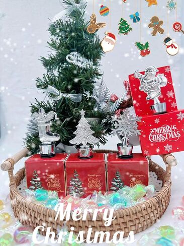 4 PCS Wine Bottle Stoppers for Christmas Day, Party Gifts and Daily Use, Santa Claus Christmas Tree Christmas Socks Snowflake Pattern Beverage Bottle Stopper in Saudi Arabia