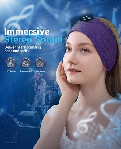 Voerou Sleep Headphones Wireless Bluetooth - سماعات رأس قابلة للتعديل قابلة للغسل للنوم، أدوات تقنية للنوم الجانبي، التمرين، الركض، اليوغا، الأرق، السفر، التأمل in Kuwait