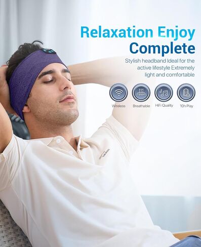 Voerou Sleep Headphones Wireless Bluetooth - سماعات رأس قابلة للتعديل قابلة للغسل للنوم، أدوات تقنية للنوم الجانبي، التمرين، الركض، اليوغا، الأرق، السفر، التأمل in Kuwait