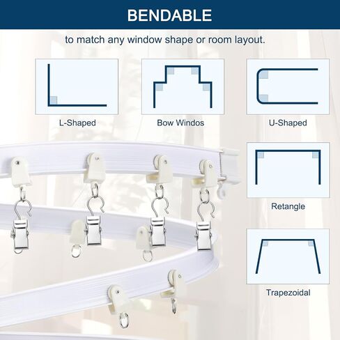 uxcell 13 Ft Flexible Curved Ceiling Curtain Track Set, Curtain Rail Ceiling Wall Mount for Curtain Rail Bunk Bed Bay Window Room Divider, Black in Saudi Arabia