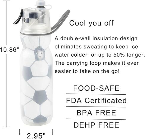 Soccer Water Bottles Gifts for Boys Girls Misting Sports Water Bottle for Kids School 20 oz Insulated Leak Proof Mist and Sip Waterbottle in Saudi Arabia