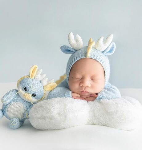 Newborn Photography Props Dinosaurs Style Photo Posing Costume Outfits,(Fits for 0-1 Month Baby) Crochet Knitted Romper and Hat, Newborn Photography Bodysuit for Posing (Green) in Saudi Arabia