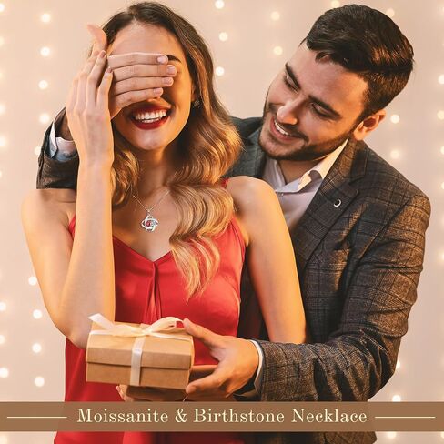 MOOSEA Moissanite Necklace Christmas Gifts for Women - S925 Sterling Silver Love Knot Birthstone Moissanite Necklace 1.2ct D Color VVS1 Clarity, Anniversary Valentines Birthday Gift for Wife Women Her in Saudi Arabia