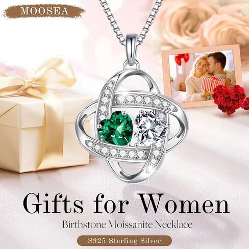 MOOSEA Moissanite Necklace Christmas Gifts for Women - S925 Sterling Silver Love Knot Birthstone Moissanite Necklace 1.2ct D Color VVS1 Clarity, Anniversary Valentines Birthday Gift for Wife Women Her in Saudi Arabia