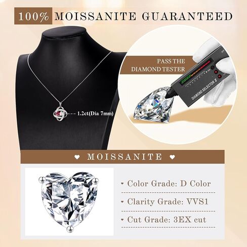 MOOSEA Moissanite Necklace Christmas Gifts for Women - S925 Sterling Silver Love Knot Birthstone Moissanite Necklace 1.2ct D Color VVS1 Clarity, Anniversary Valentines Birthday Gift for Wife Women Her in Saudi Arabia