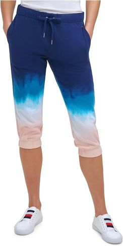 Tommy Hilfiger Sport Womens Blue Pocketed Drawstring Waist Elastic Cuffs Ombre Cropped Pants XL in Saudi Arabia