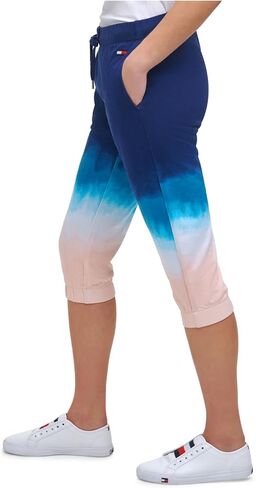 Tommy Hilfiger Sport Womens Blue Pocketed Drawstring Waist Elastic Cuffs Ombre Cropped Pants XL in Saudi Arabia