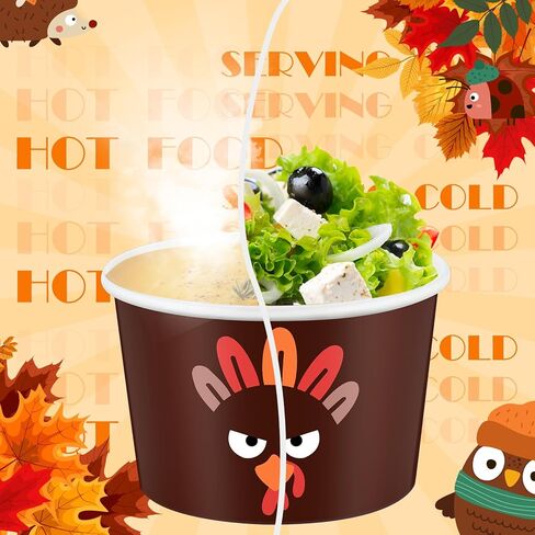 Yaomiao 90 Pcs 9 oz Fall Thanksgiving Treat Snack Cups Turkey Candy Bowl Snack Cups Disposable Bowls Ice Cream Bowls Paper Pumpkin Cups Fall Party Supplies Bowls Food Tasting Cups for Party Supplies in Kuwait