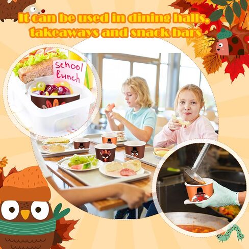 Yaomiao 90 Pcs 9 oz Fall Thanksgiving Treat Snack Cups Turkey Candy Bowl Snack Cups Disposable Bowls Ice Cream Bowls Paper Pumpkin Cups Fall Party Supplies Bowls Food Tasting Cups for Party Supplies in Kuwait