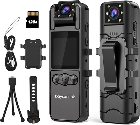 1.4" Screen Body Camera Pro with Audio and Auto Video Night Vision 1080P FHD Mini Police Wearable Body Worn Cam Portable Small Personal Camcorder Sport Action Outdoor Video Recorder(32GB) in Saudi Arabia
