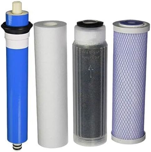 Reverse Osmosis Deionization (RODI) 10" Replacement Filter Kit (Sediment Cartridge, Carbon Cartridge, Color Indicating DI Cartridge Filled with MBD-30 Nuclear Grade Resin and 50 GPD Membrane) by CFS in Kuwait