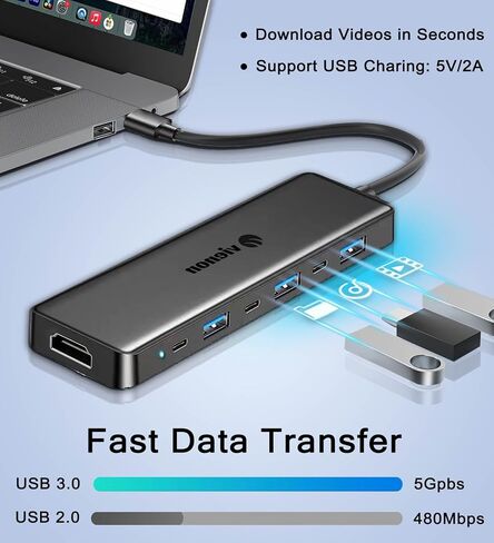 USB 3.0 Hub with SD/TF Card Reader, VIENON 5 in 1 USB Extender USB Splitter with SD/Micro SD Memory Card Reader and 3 USB 3.0 Ports for PC, Laptops, Surface Pro, MacBook, iMac Pro in Kuwait