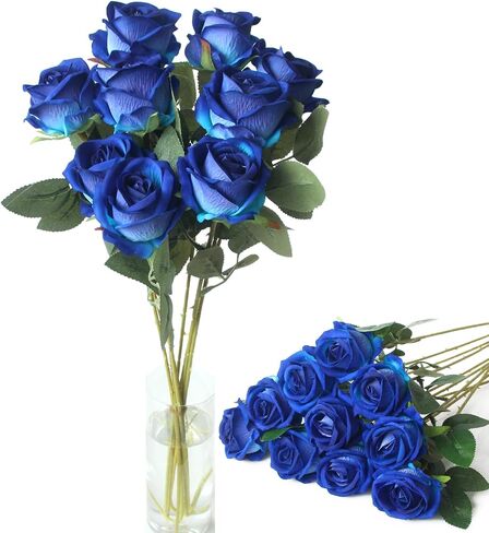 Rose Flower, Artificial Rose Flower, Holiday Decorations, Lifelike Silk Flowers/9 Pieces (Blue Rose Flower) in Saudi Arabia
