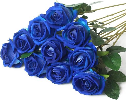 Rose Flower, Artificial Rose Flower, Holiday Decorations, Lifelike Silk Flowers/9 Pieces (Blue Rose Flower) in Saudi Arabia
