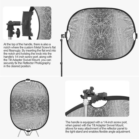 WELLMAKING 24'' x 36'' (60 x 90cm) Photography Reflector 5-in-1 Collapsible Light Reflector with Bag & tilt Adapter, Portable Light Reflector Photography Panel for Studio Video & Outdoor Lighting in Saudi Arabia