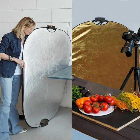 WELLMAKING 24'' x 36'' (60 x 90cm) Photography Reflector 5-in-1 Collapsible Light Reflector with Bag & tilt Adapter, Portable Light Reflector Photography Panel for Studio Video & Outdoor Lighting in Saudi Arabia