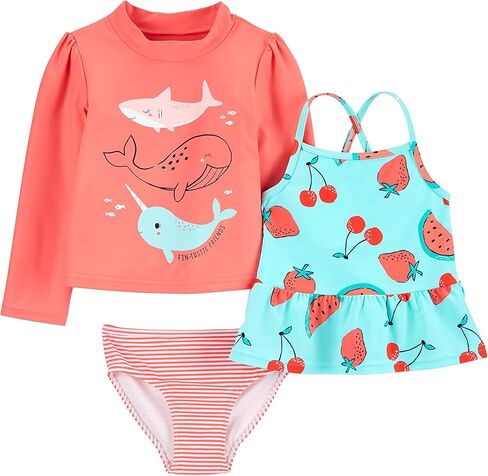 مجموعة Simple Joys من مجموعة Carter's Girls من 3 قطع متنوعة من Rashguard، أصفر/أخضر in Kuwait