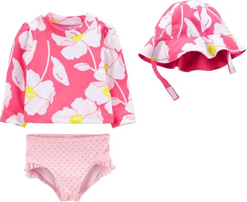 مجموعة Simple Joys من مجموعة Carter's Girls من 3 قطع متنوعة من Rashguard، أصفر/أخضر in Kuwait