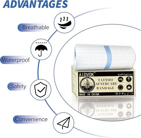 Tattoo Aftercare Waterproof Bandage, 6"x11Yard, Transparent Tattoo Cover Up, Second Skin Healing Adhesive Wrap, Tattoo Supplies for Wound Treatment, Skin Care Protection Film in Saudi Arabia