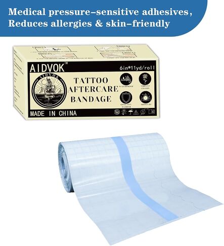 Tattoo Aftercare Waterproof Bandage, 6"x11Yard, Transparent Tattoo Cover Up, Second Skin Healing Adhesive Wrap, Tattoo Supplies for Wound Treatment, Skin Care Protection Film in Saudi Arabia