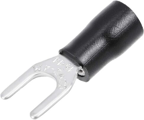 uxcell 50Pcs SV2-4M Insulated Fork Spade U-Type Wire Connector Electrical Crimp Terminal 16-14AWG Black in Saudi Arabia
